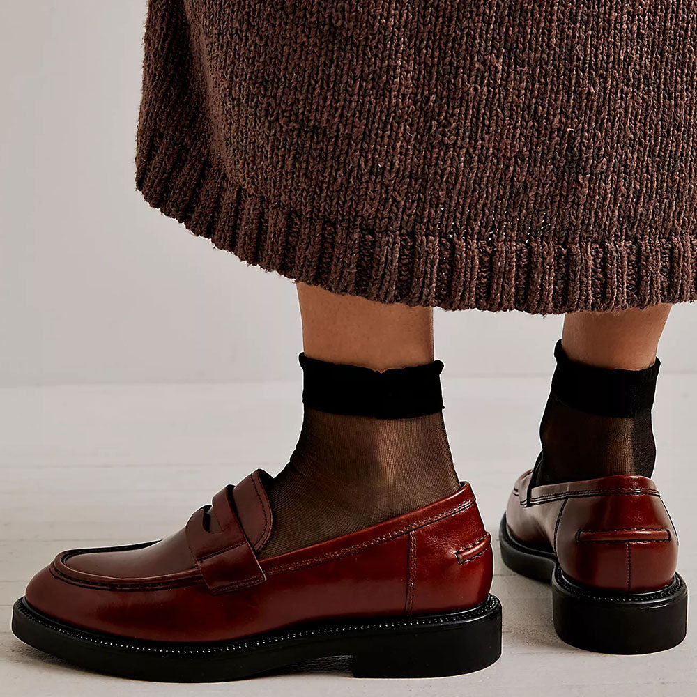 Brown Faux Leather Round Toe Flat Slip-On Womens Loafers