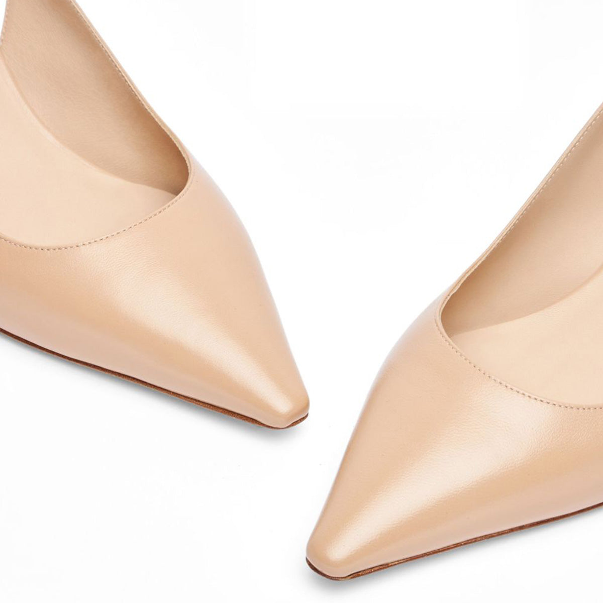 Women's Vegan Leather Pointed Toe Kitten Heel Nude Slingback Pumps