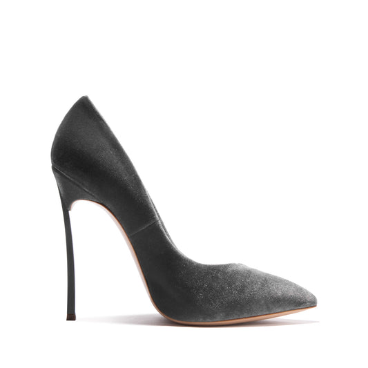 Women's Grey Velvet Heels Pointy Toe Stiletto Pumps Shoes