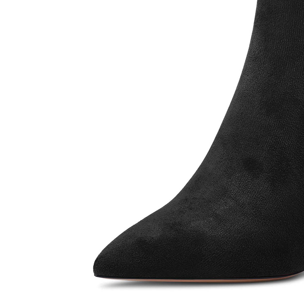 Black Pointed Toe Kitten Heel Ankle Boots for Women with Zip Up