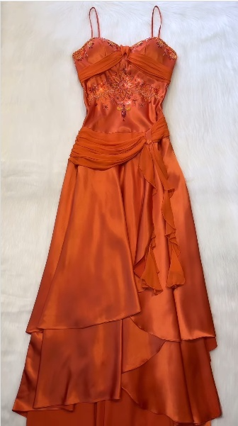 Spaghetti Straps Long Orange Party Dress Evening Dress Prom Dresses cg25671