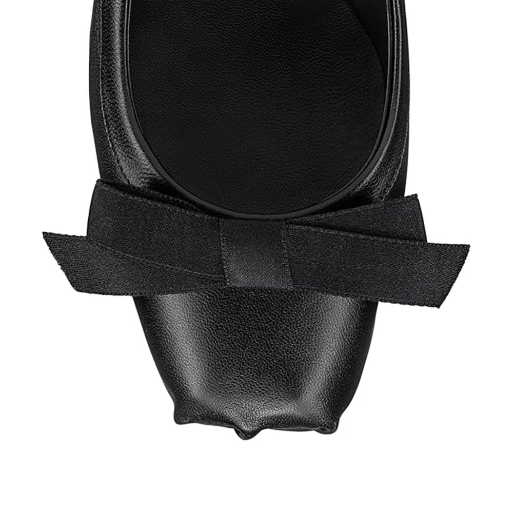 Women's Square Toe Block Low Heel Black Slingback Pumps with Bow