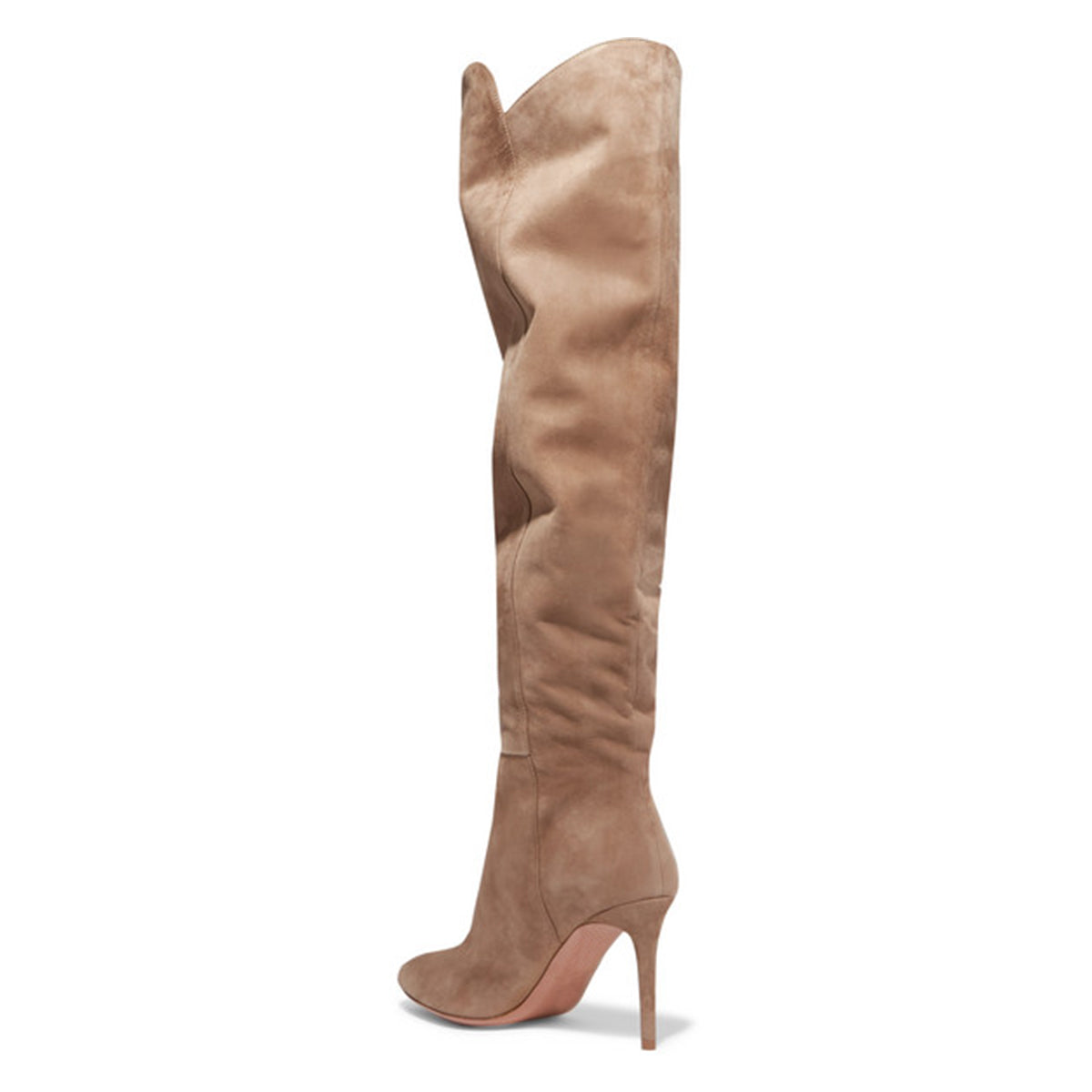 Khaki Vegan Suede Stiletto Heel Knee High Boots