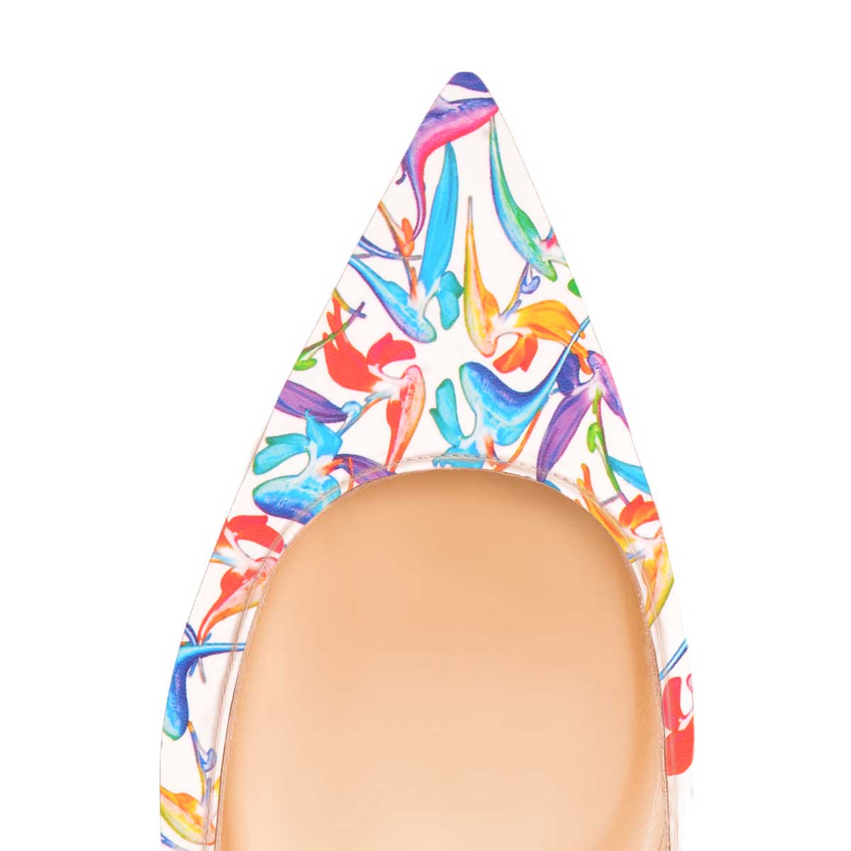 FSJ Women's Floral Print Pointed Toe Flats in White