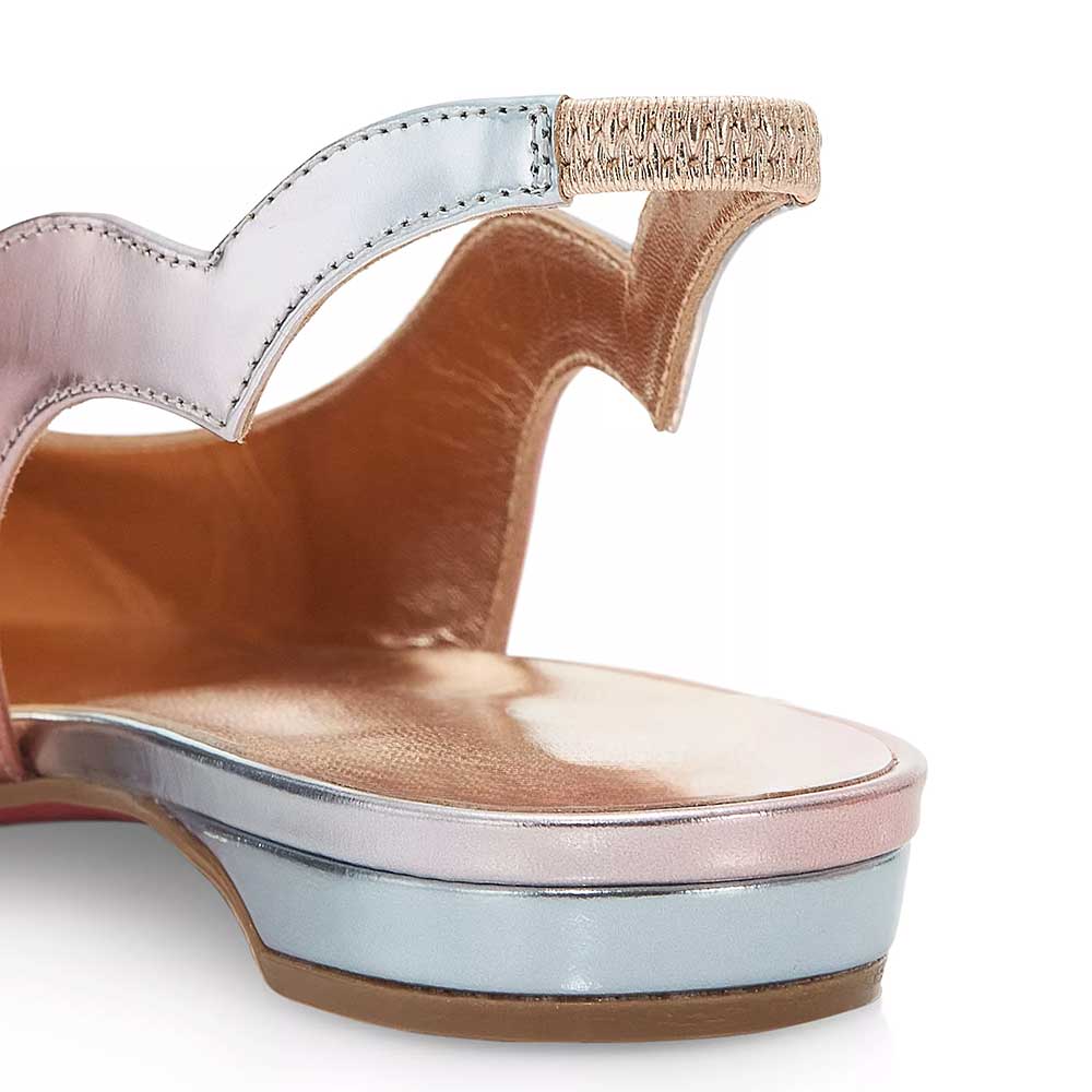 Lightweight Silver & Gold Pointed Toe Slingback Casual Flats