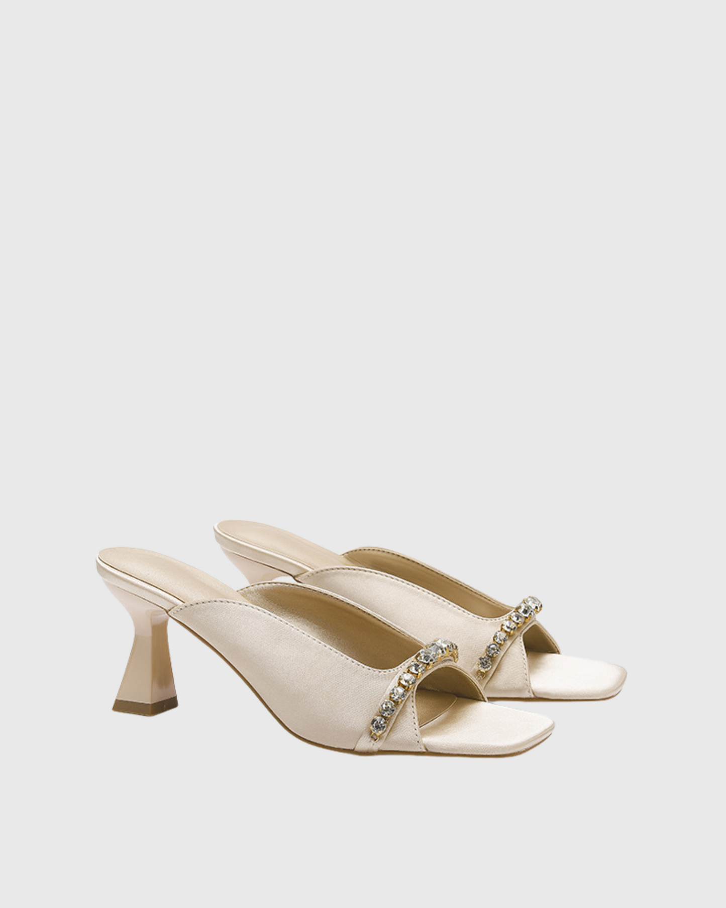 Dada Rhinestone Flared Heels In Champagne