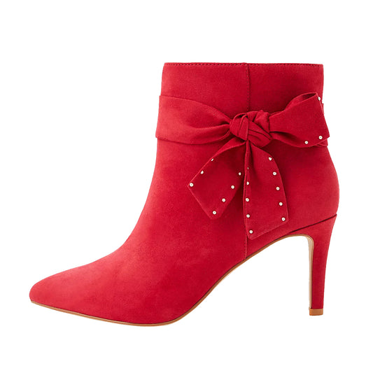 Women's 3 Inch Heels Red Stiletto Heels Pointy Toe Ankle Boots