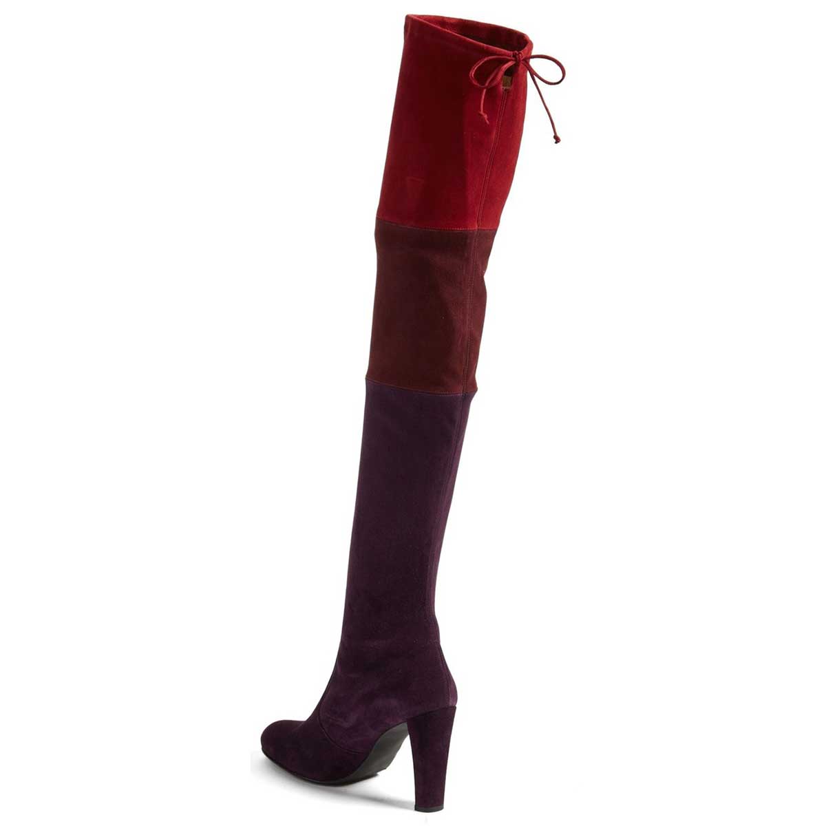 Women's Three-Tone Vegan Suede Chunky Heel Over-the-Knee Boots