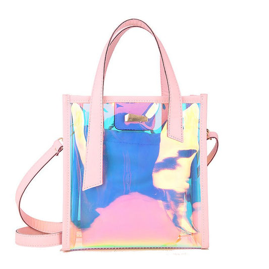 Fashion Summer Popular Hologram Laser Shiny PVC Transparent Clear 2pcs Shoulder Bags