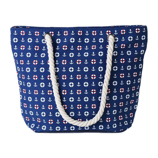 Fashion Casual Little Boat Anchors Life Rings Pattern Hemp Rope Single-shoulder Bags For Beach Holiday