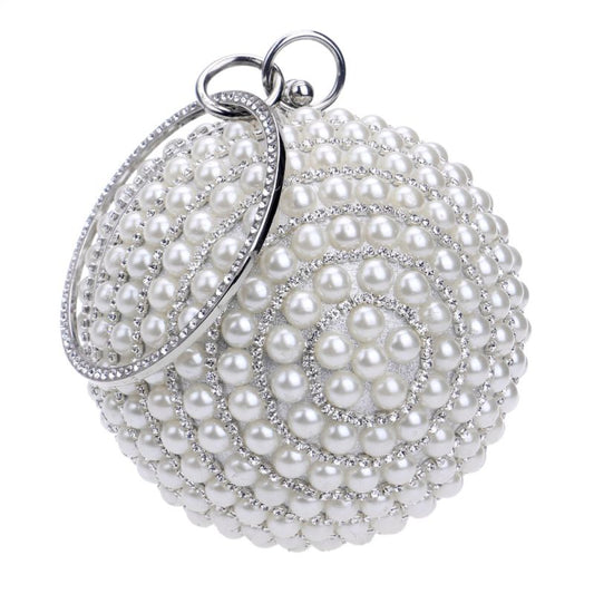 Good Quality Women Colored Imitation Pearl Ball Shape Evening Handle Bag