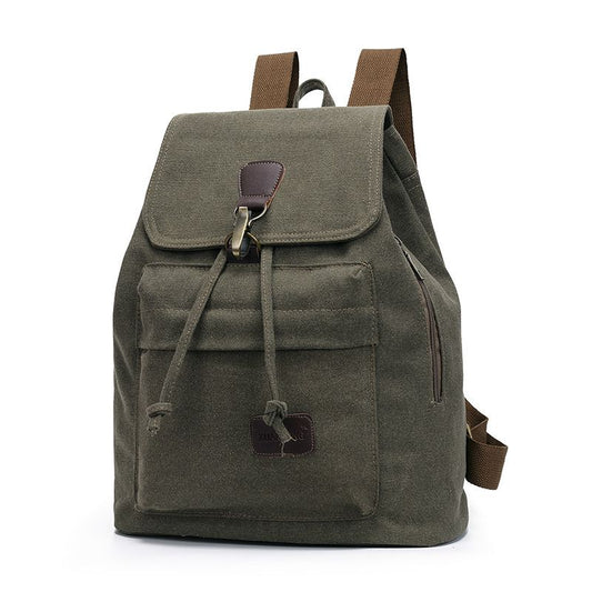 Casual Flap Drawstring Pattern Unisex Style Canvas Backpack