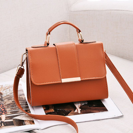 Pure Color Small Flap PU Handbag Crossbody Bag