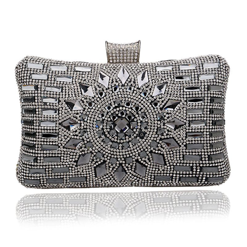 Pochettes de soirée carrées luxueuses avec strass