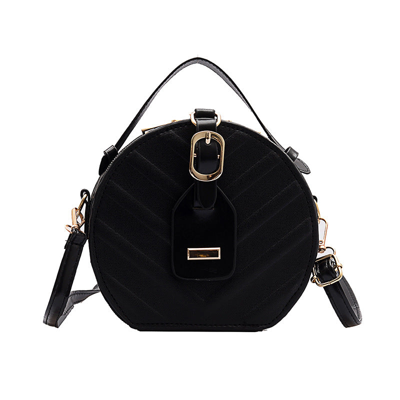 Women Vintage Round Shape Single Strap PU Crossbody Bag