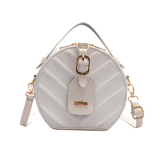 Women Vintage Round Shape Single Strap PU Crossbody Bag