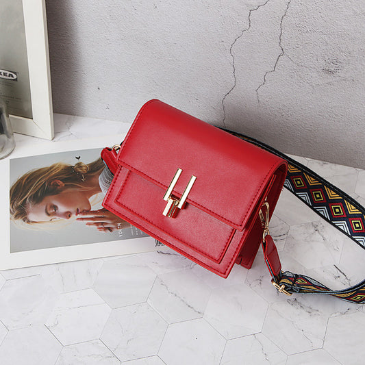 Popular Pure Color Wide Straps Crossbody Square Bag