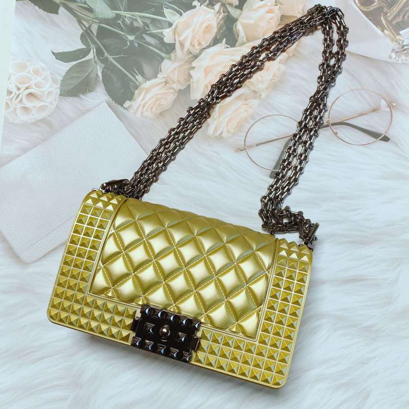 25*9*15cm Women Fashion Metal Chain Rhombus Pattern Square Bag