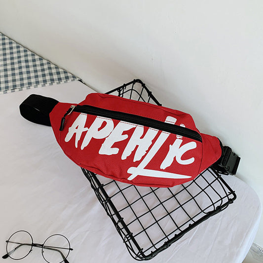 Women Fashion Letter Printing Nylon Waist Bag