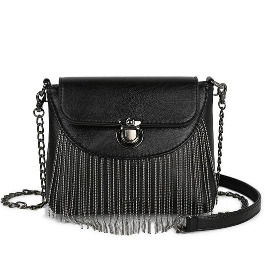 Women Fashion Chain Tassel Square PU Bag