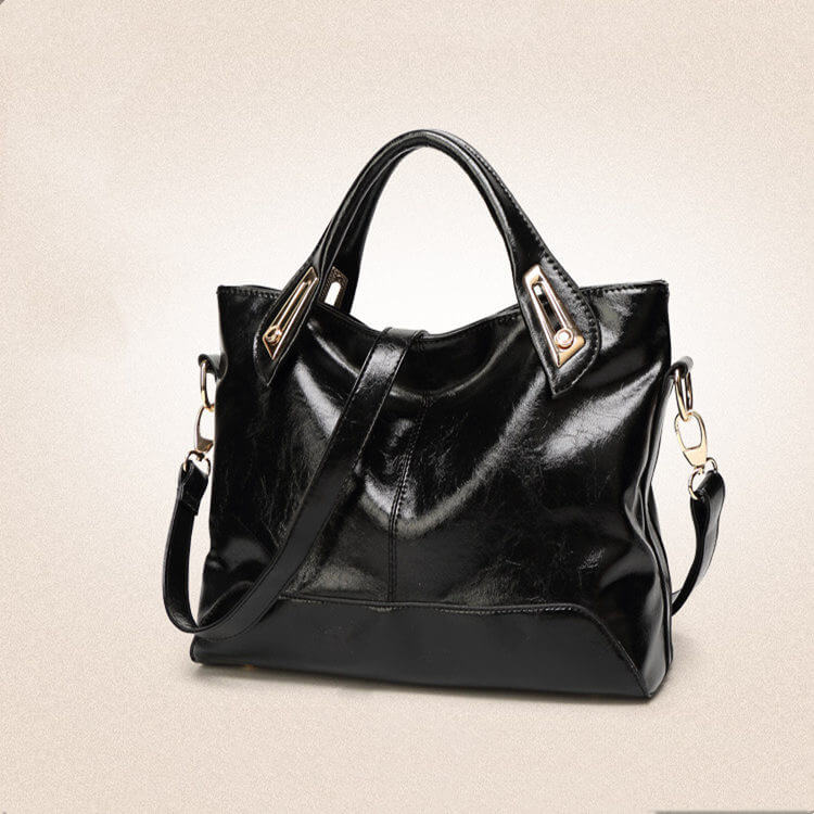 Women Fashion Solid Color Large Capacity Waxed PU Bag