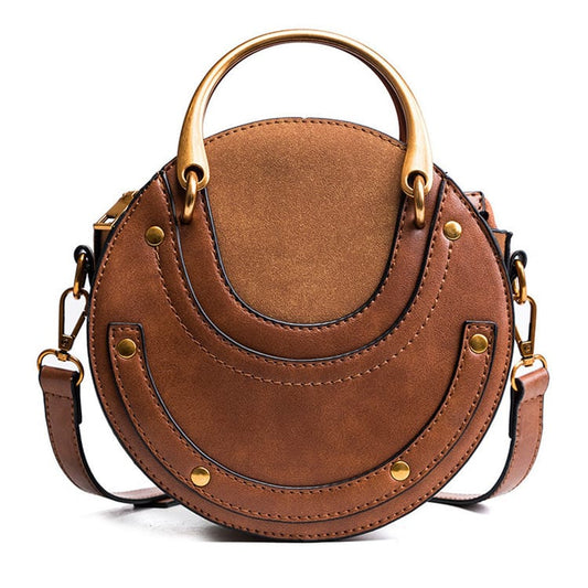 Women Vintagd Patchwork Round Crossbody Bag