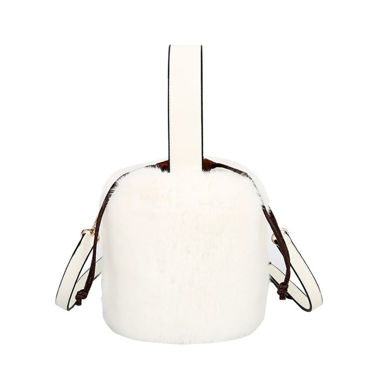 Sac seau en peluche simple et uni pour femme