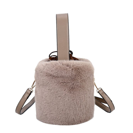 Sac seau en peluche simple et uni pour femme