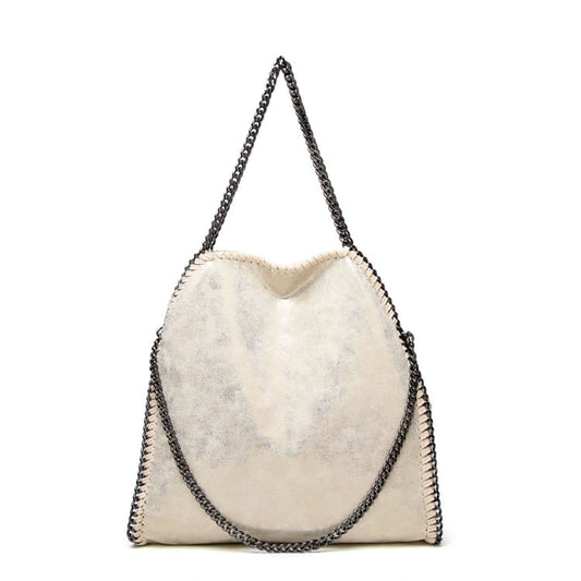 Sac à bandoulière à chaîne de grande capacité pour femme, couleur contrastée, tendance