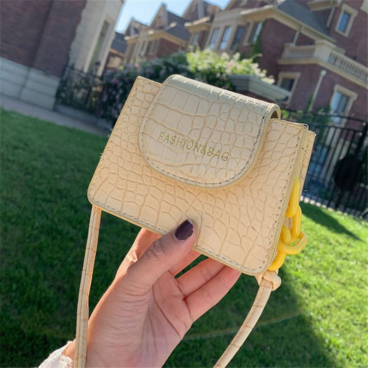 Mini sac carré imprimé crocodile pour femme