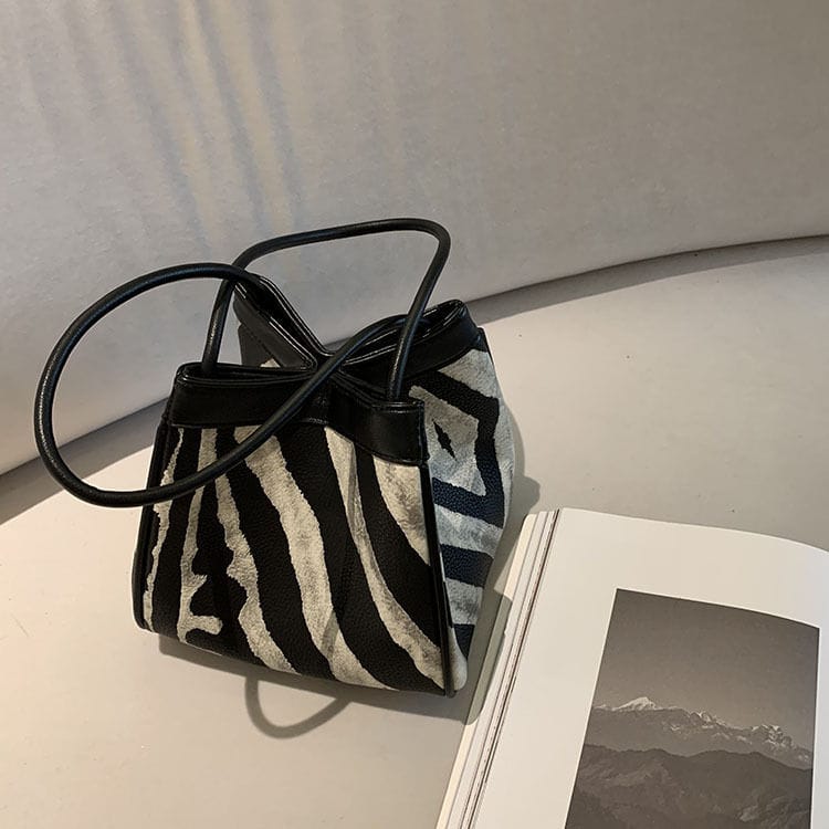 Sac à main pliable à motif zèbre pour femme
