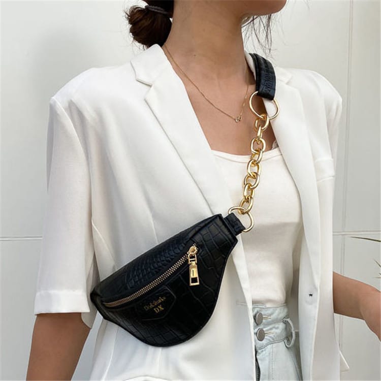 Sac bandoulière zippé imprimé crocodile pour femme