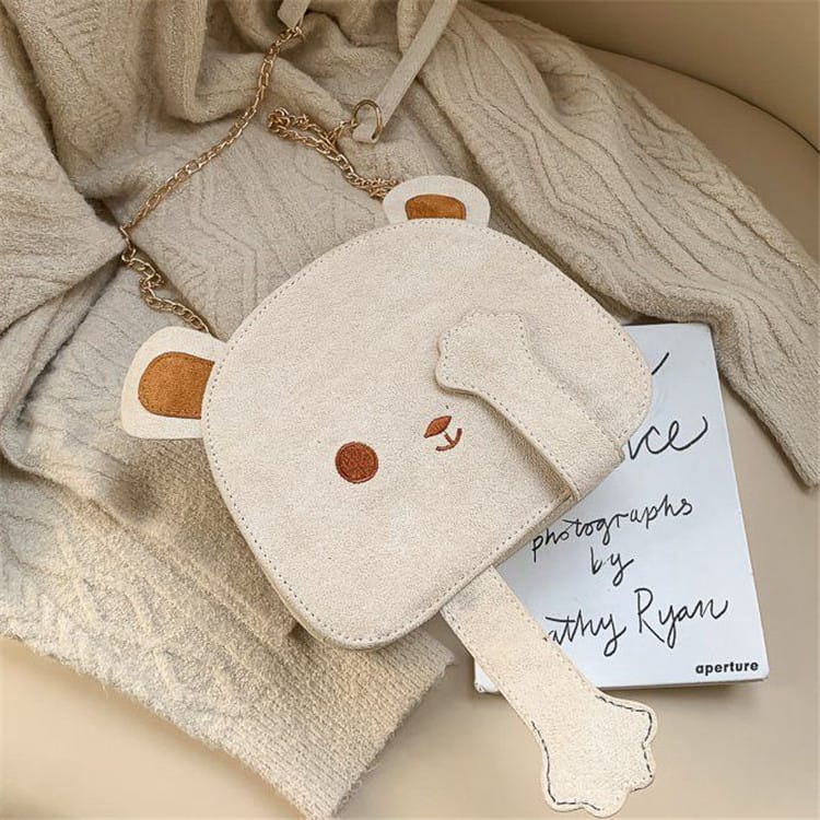 Sac bandoulière à chaîne pour femme avec motif ours de dessin animé et blocs de couleurs