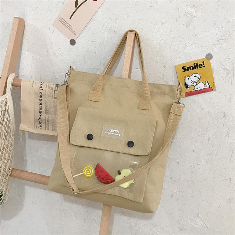 Sac à bandoulière en toile grande capacité pour femme, joli motif à blocs de couleurs