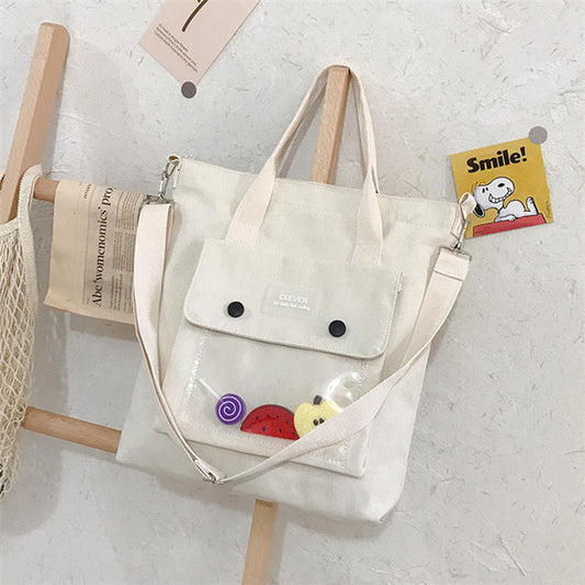 Sac à bandoulière en toile grande capacité pour femme, joli motif à blocs de couleurs