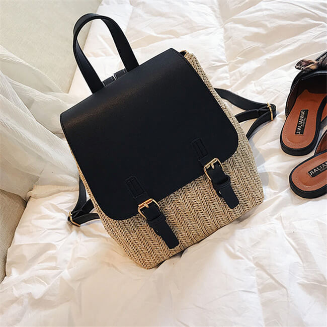 Women Fashion Color Blocking Patchwork Backpack