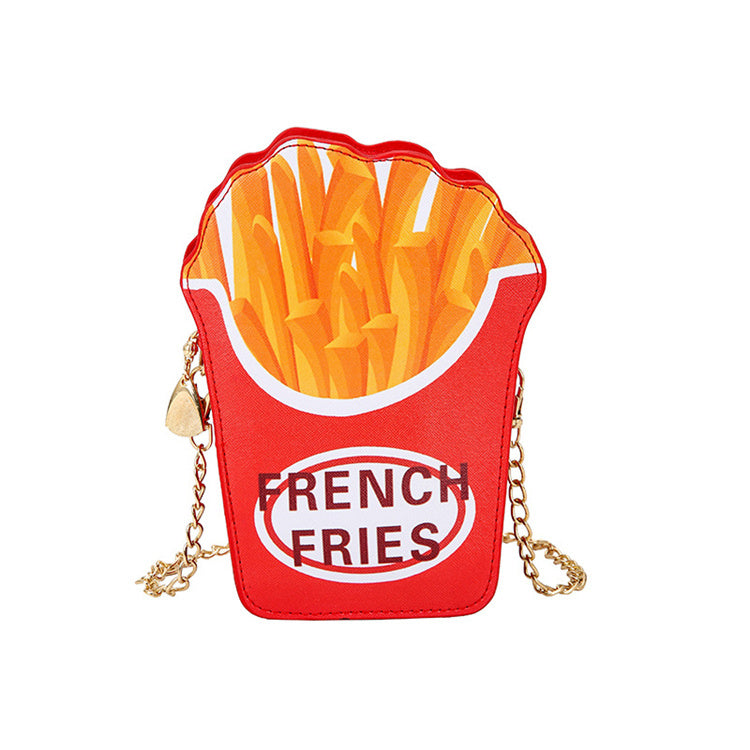Women Creative Hamburger And French Fries Metal Chain Crossbody Bag