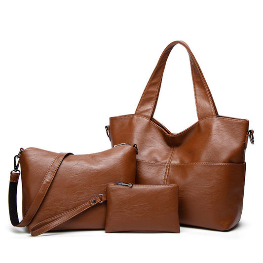 Ensemble de trois sacs à bandoulière de grande capacité pour femme, couleur unie, Rero