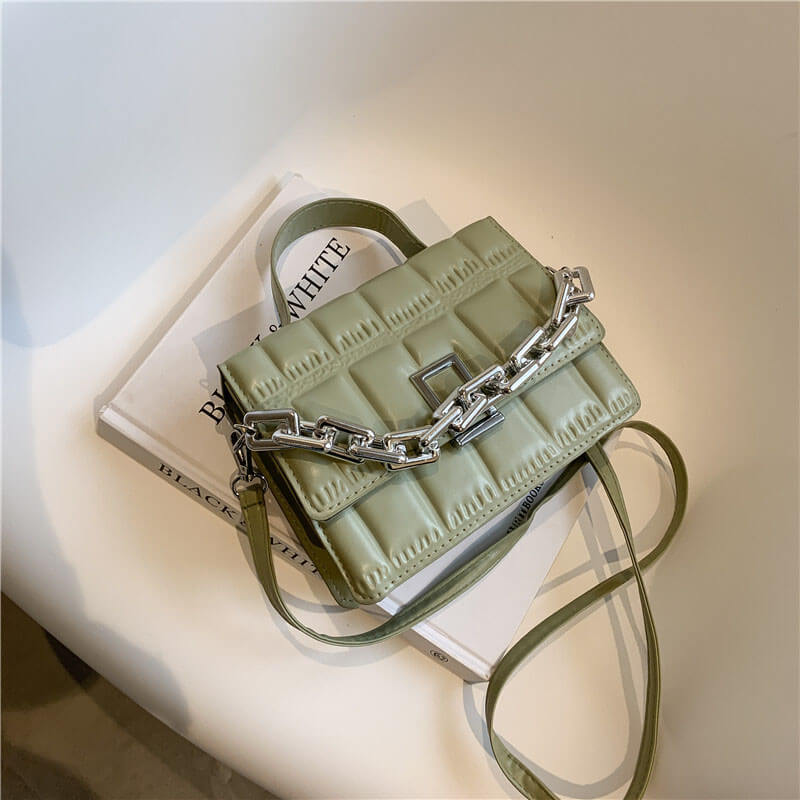Women Fashion Metal Chain Square Crossbody Bag