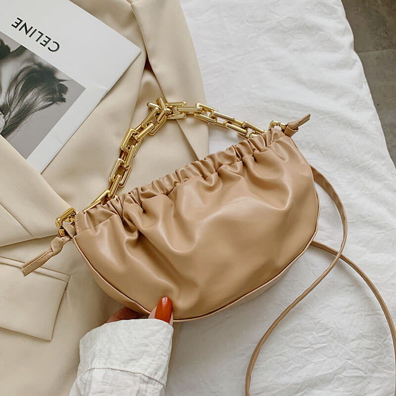 Women Fashion Metal Chain PU Crossbody Bag