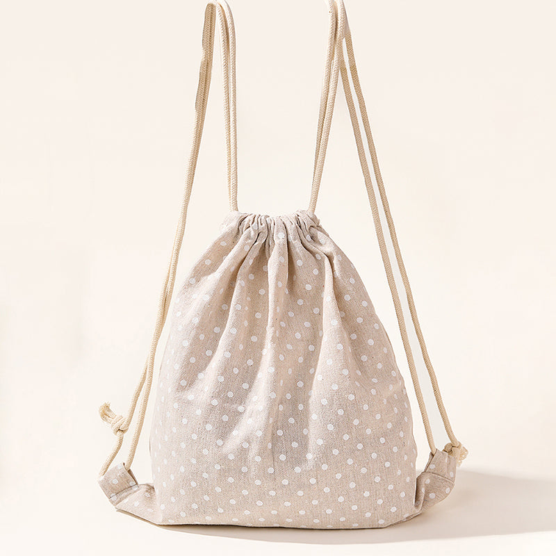 Women Polka Dot Printed Large Capacity Fabric Backpack