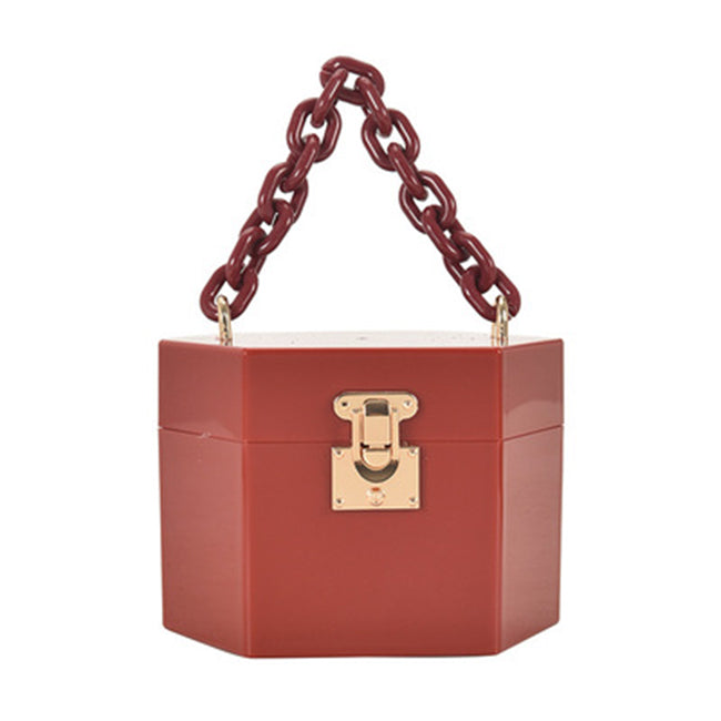 Women Fashion Mini Box Carry Chain Crossbody Bag