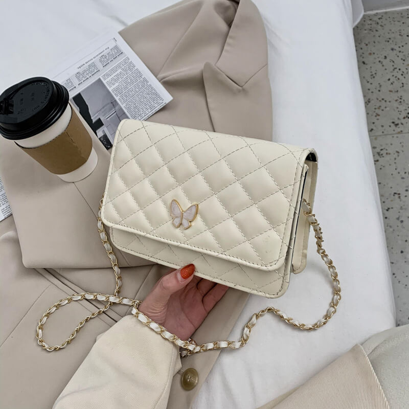 Fashion Rhombus Pattern Bow Decoration Crossbody Bags