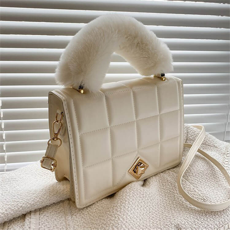 Sac à bandoulière en PU à motif de losanges pour femme, couleur unie et tendance