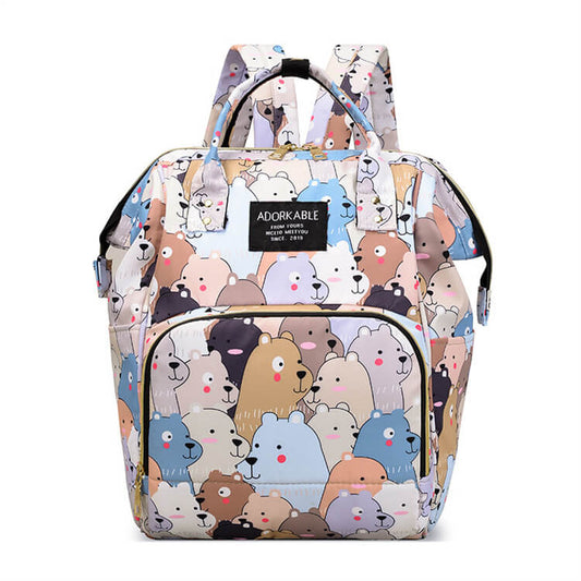 Women Casual Color Blocking Graphic Printed Large Capacity Backpack