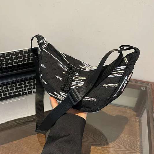 Women Casual Fashion Nylon Zipper Crossbody Chest Bag