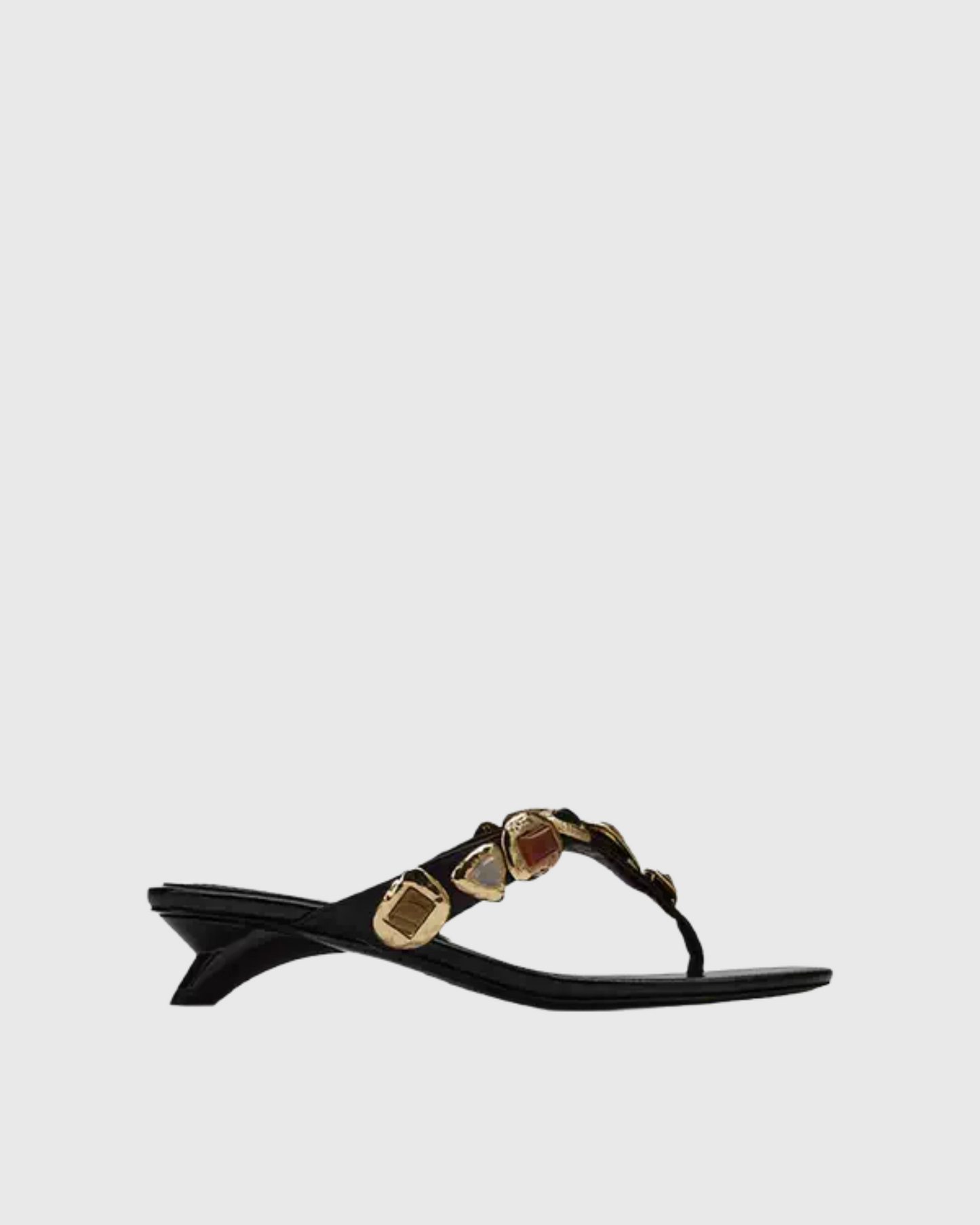 Brigida Colorstones Thong Toe Slippers In Black