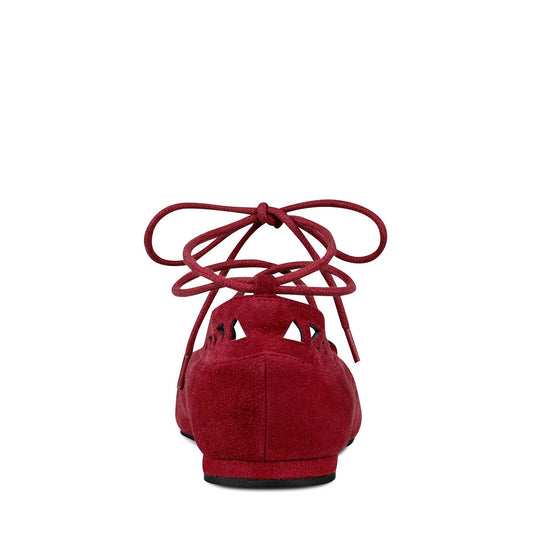 Red Pointy Toe Hollow out Comfortable Flats Strappy Ballet Shoes