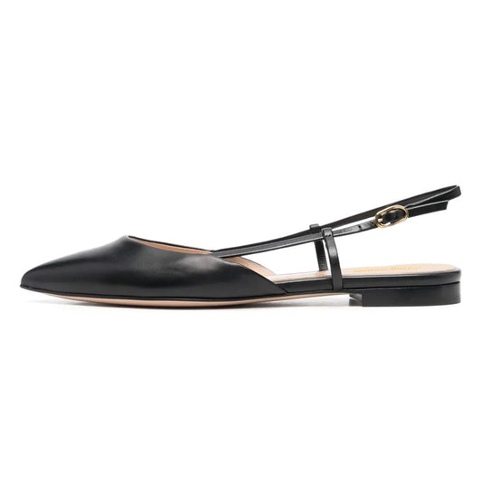 voyabags Black Pointed Toe Casual Slingback Flat Shoes Women