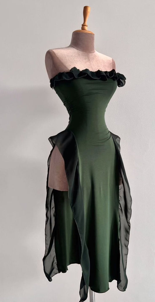 Green Chiffon Strapless Party Dress Evening Dress Prom Dresses cg25654